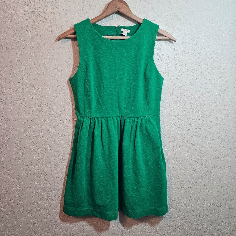 J. Crew Solid Green A-Line Mini Dress